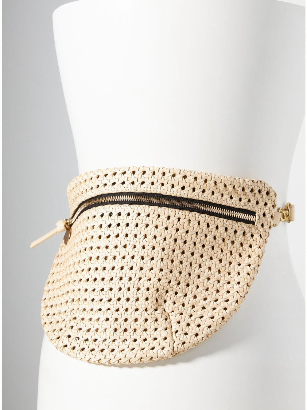 Woven Half-Moon Crossbody Bag in Light Beige - Picture 7 of 9